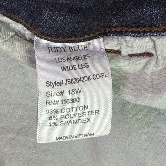 Judy Blue Wide Leg High Rise Jeans Women's 18W Dark Wash Double Button JB82642 - Picture 15 of 16